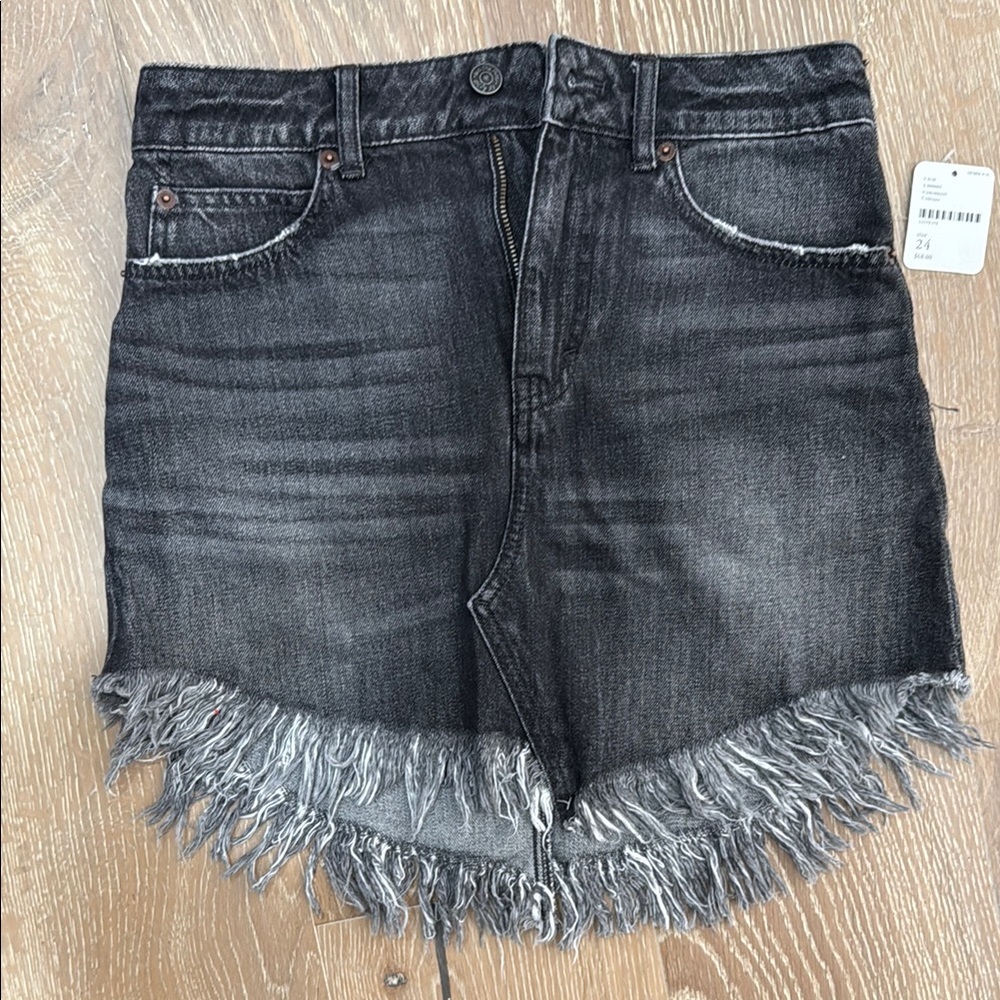Free People Black Gray Mini Skirt Casual